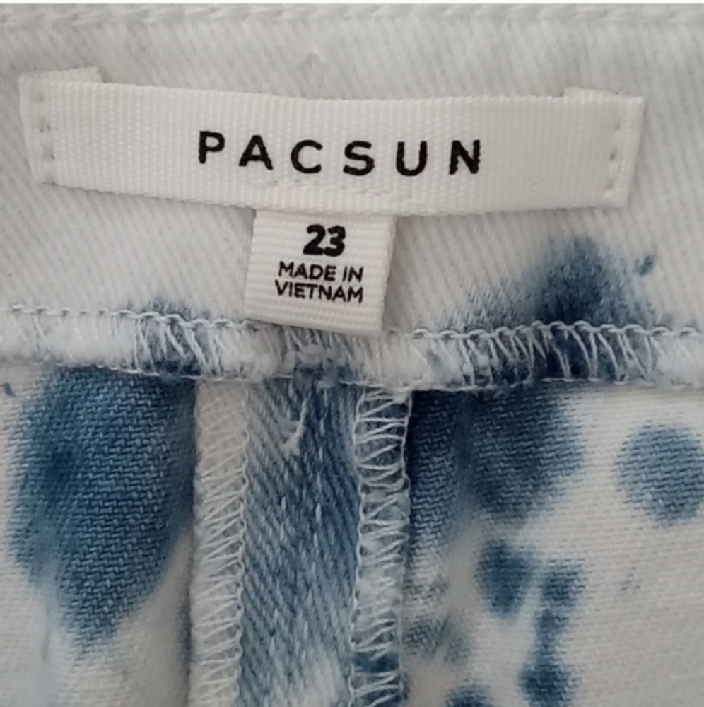 PacSun Paint Tie Dye Panel Mini Skirt Blue White Denim Sz XS NWT - Picture 11 of 12